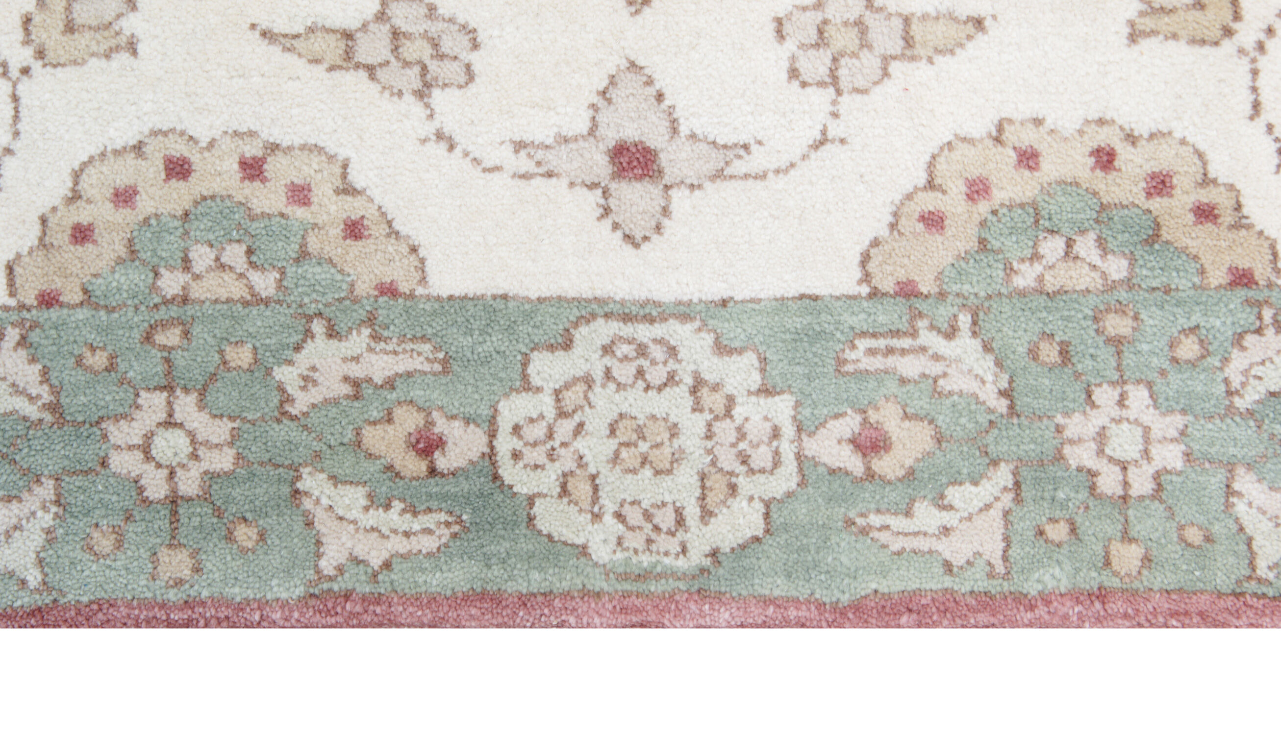 Small handmade pakistani floral wool area rug- ziegler rug- 82x192cm