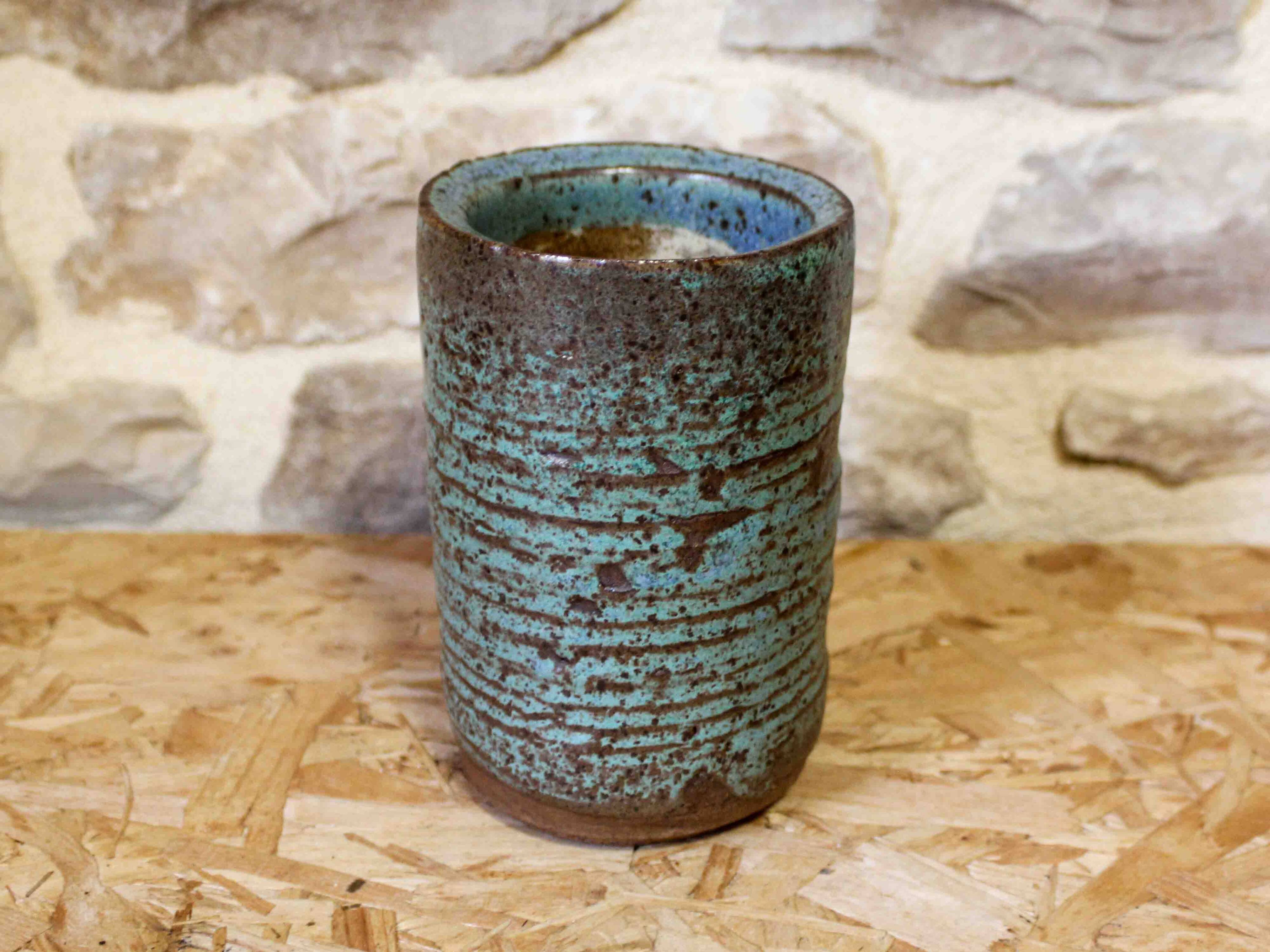 Turned glazed stoneware vase