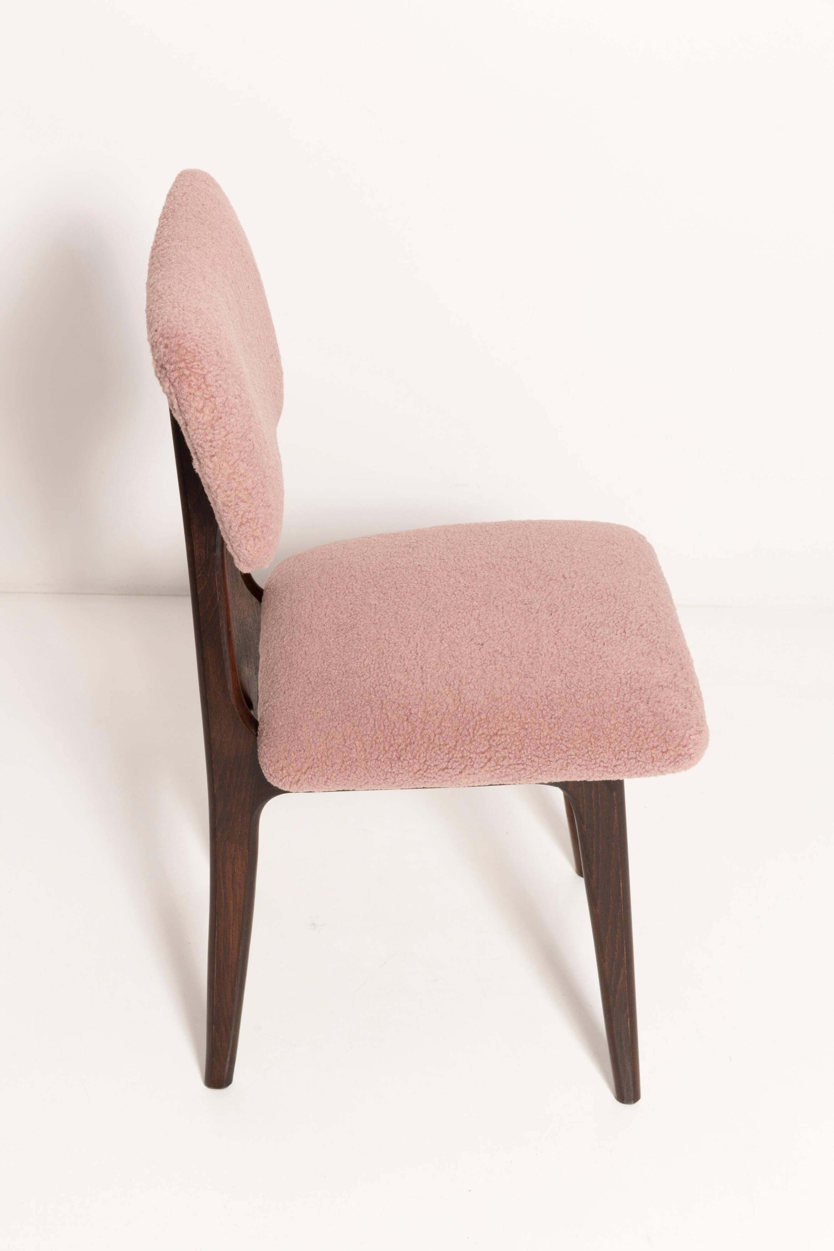 "Butterfly" dining chair in pink boucle, Europe, 1960s