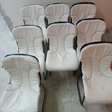 Set of 8 vintage white leather chairs model No C2 by Cidue, Italy 1970