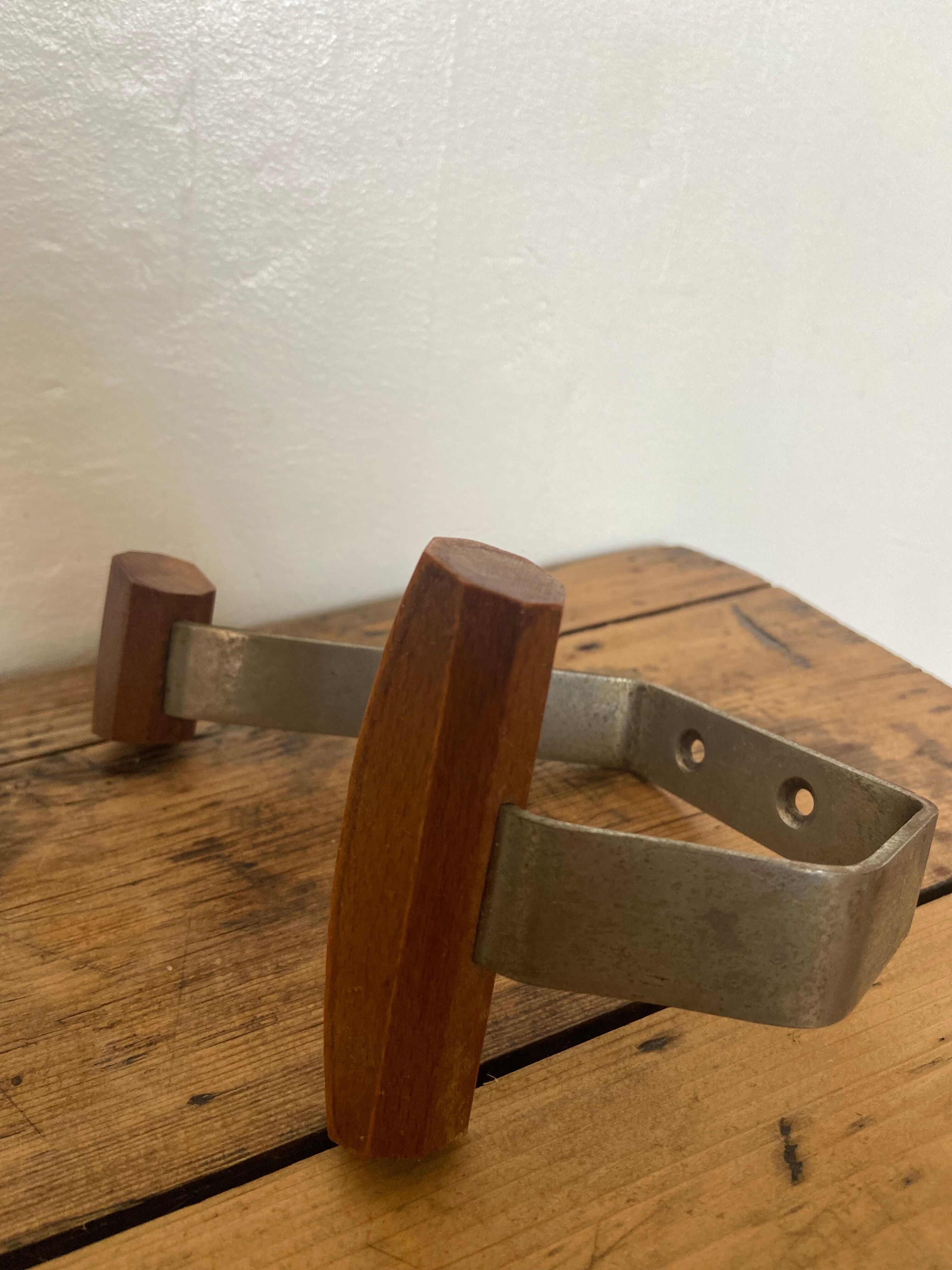Patère en bois et métal vintage