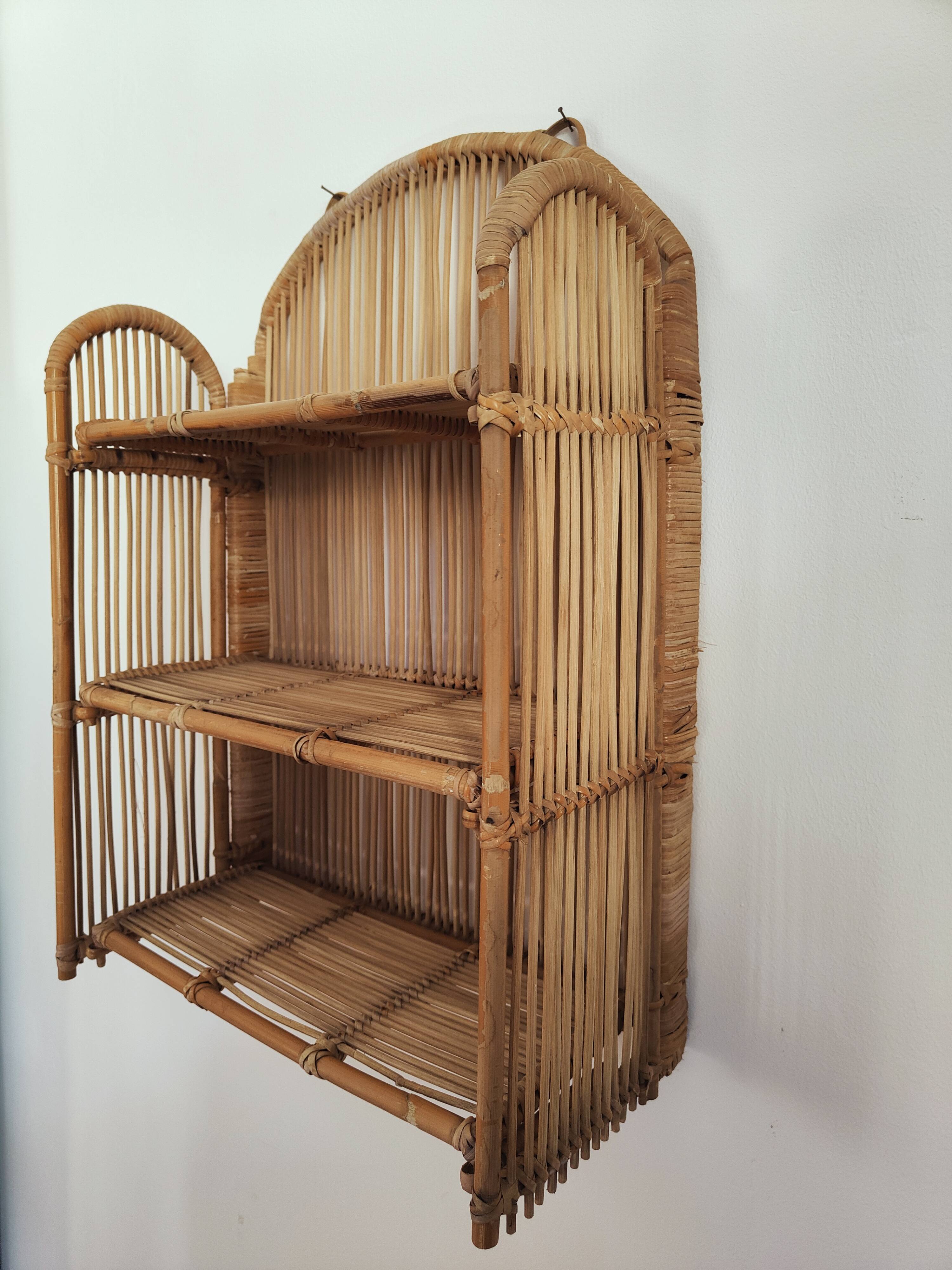Rattan wall shelf