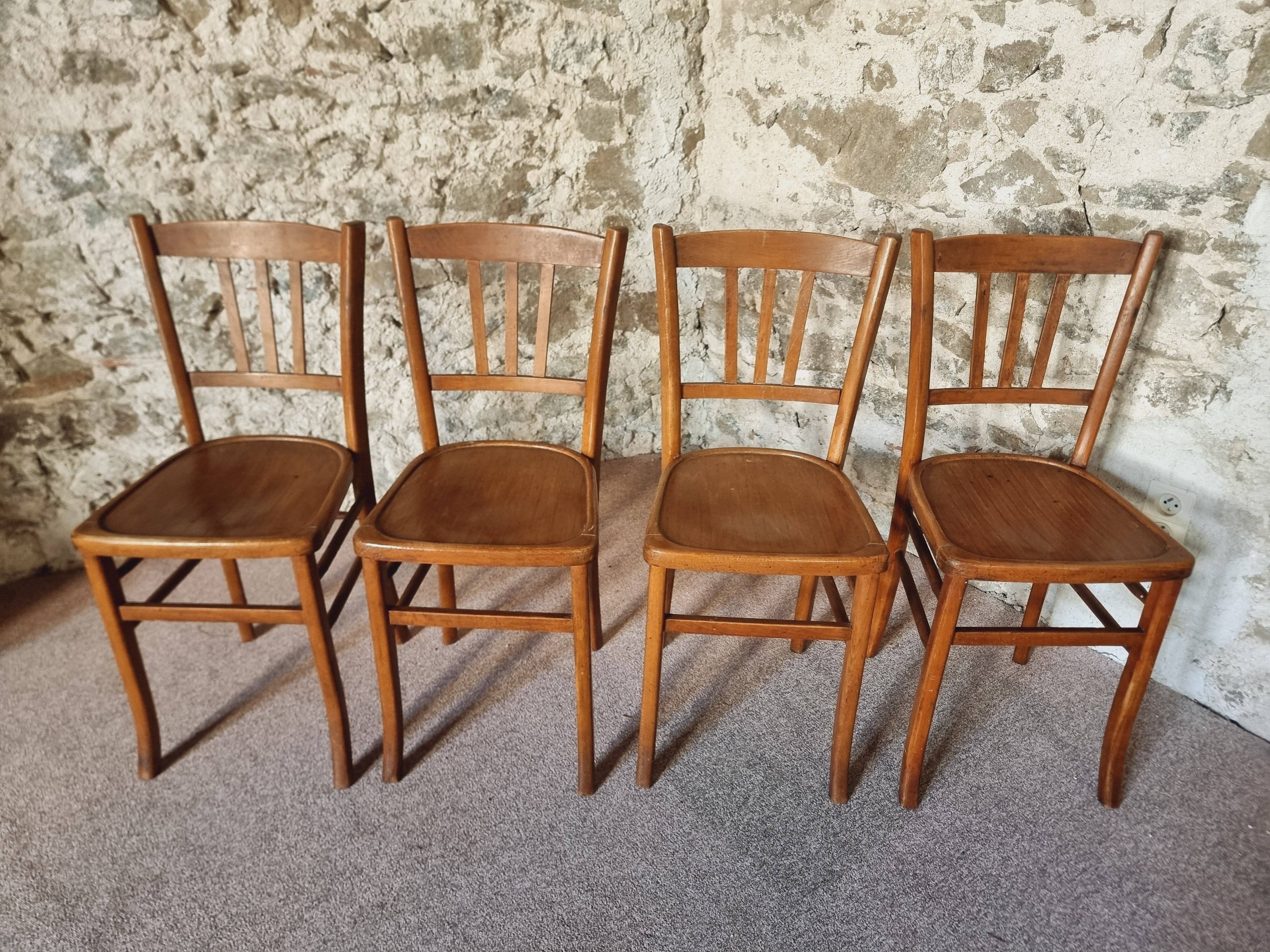 Set of 4 vintage Luterma beech bistro chairs – 1950s