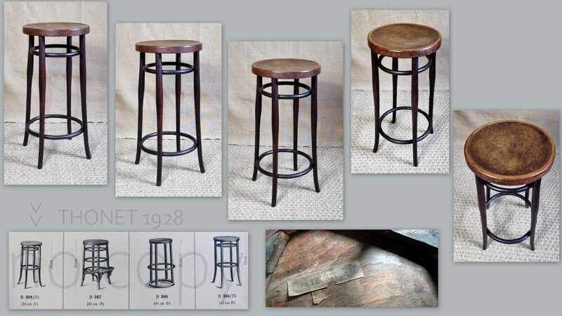 Tabouret bar bistro Thonet en bois courbé