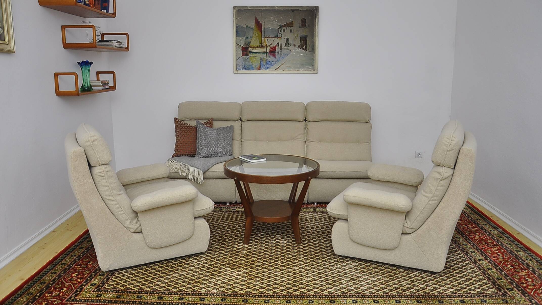 Canapé modulable boucle beige, 1970