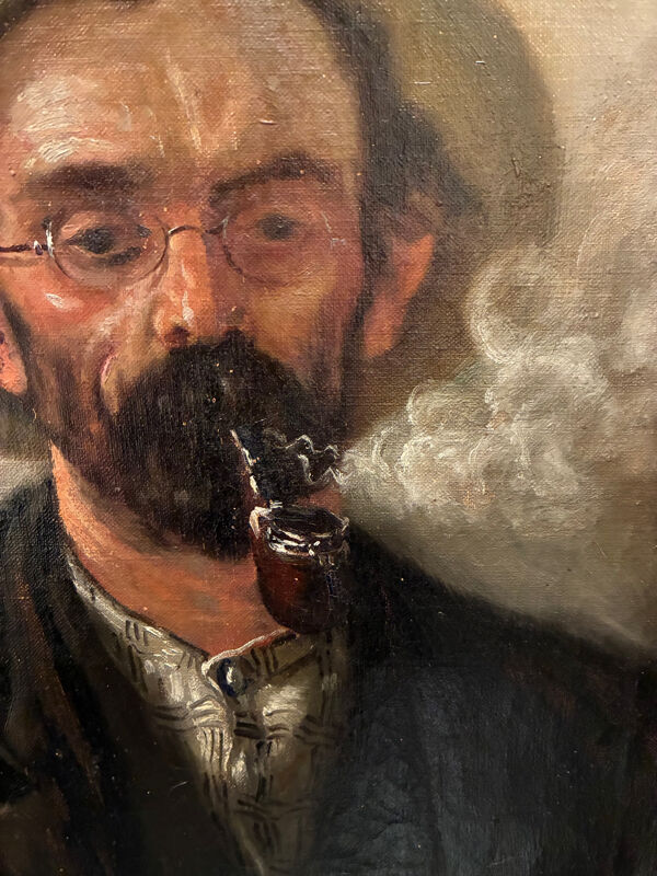 Portrait fumeur de pipe, XIXe