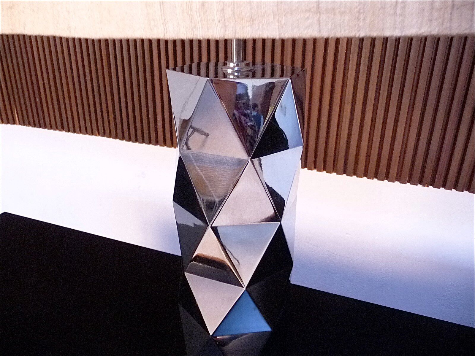 Sculptural Italian chromed metal table lamps, 1960s, Set of 2