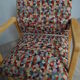 Vintage wood armchairs and fabrics 70s