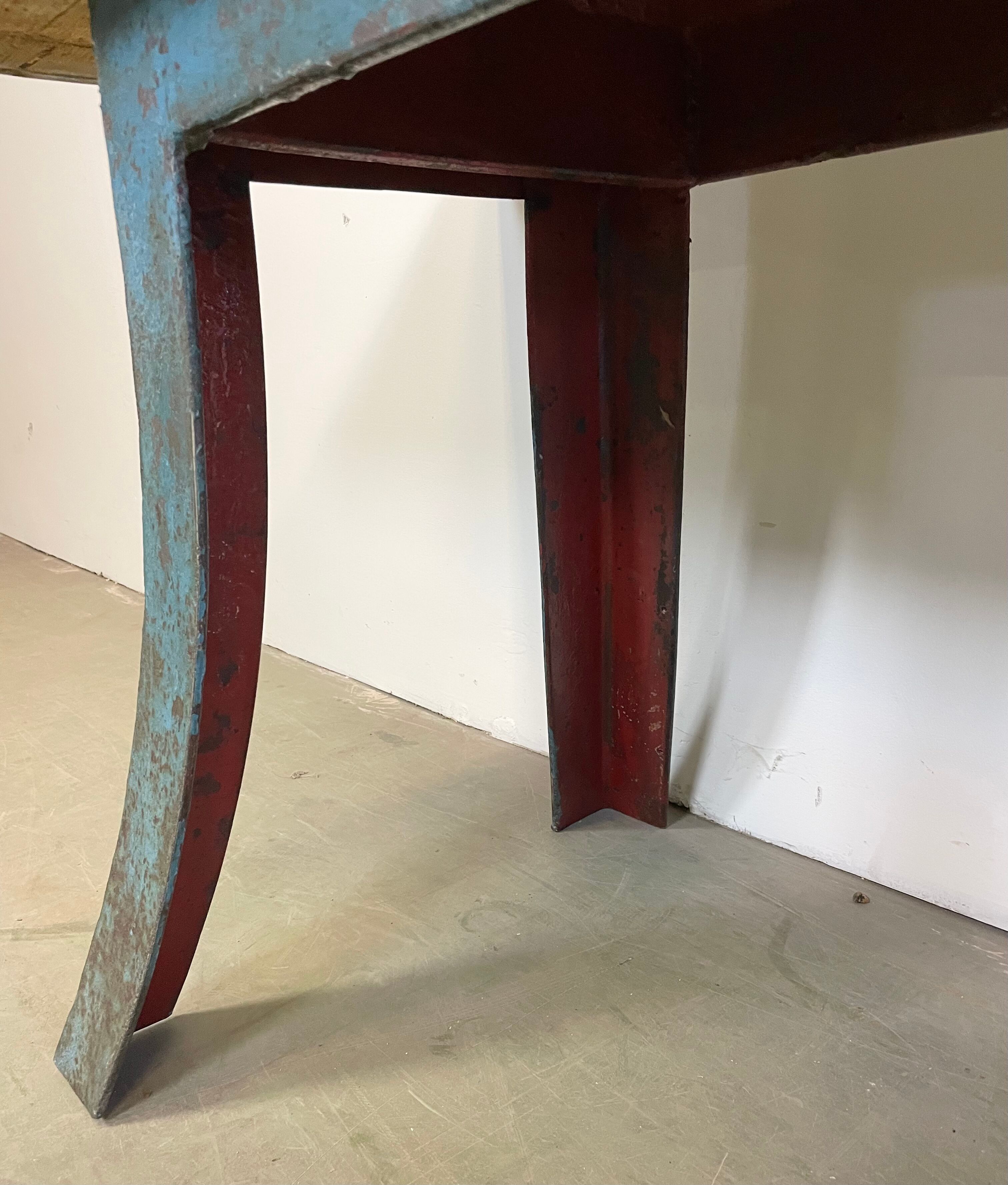Blue Industrial Dining Table, 1960s