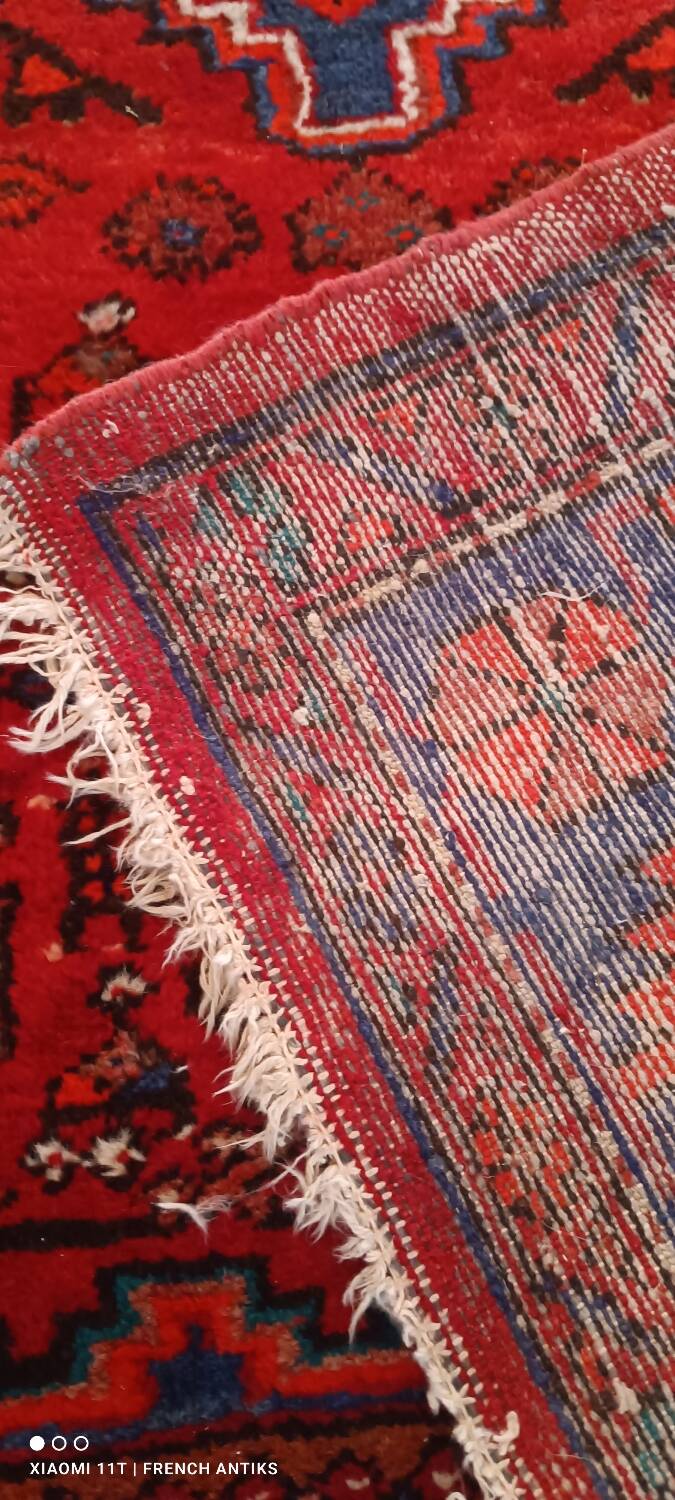 Tapis iranien vintage des années 1950. Travail artisanal, fait main.