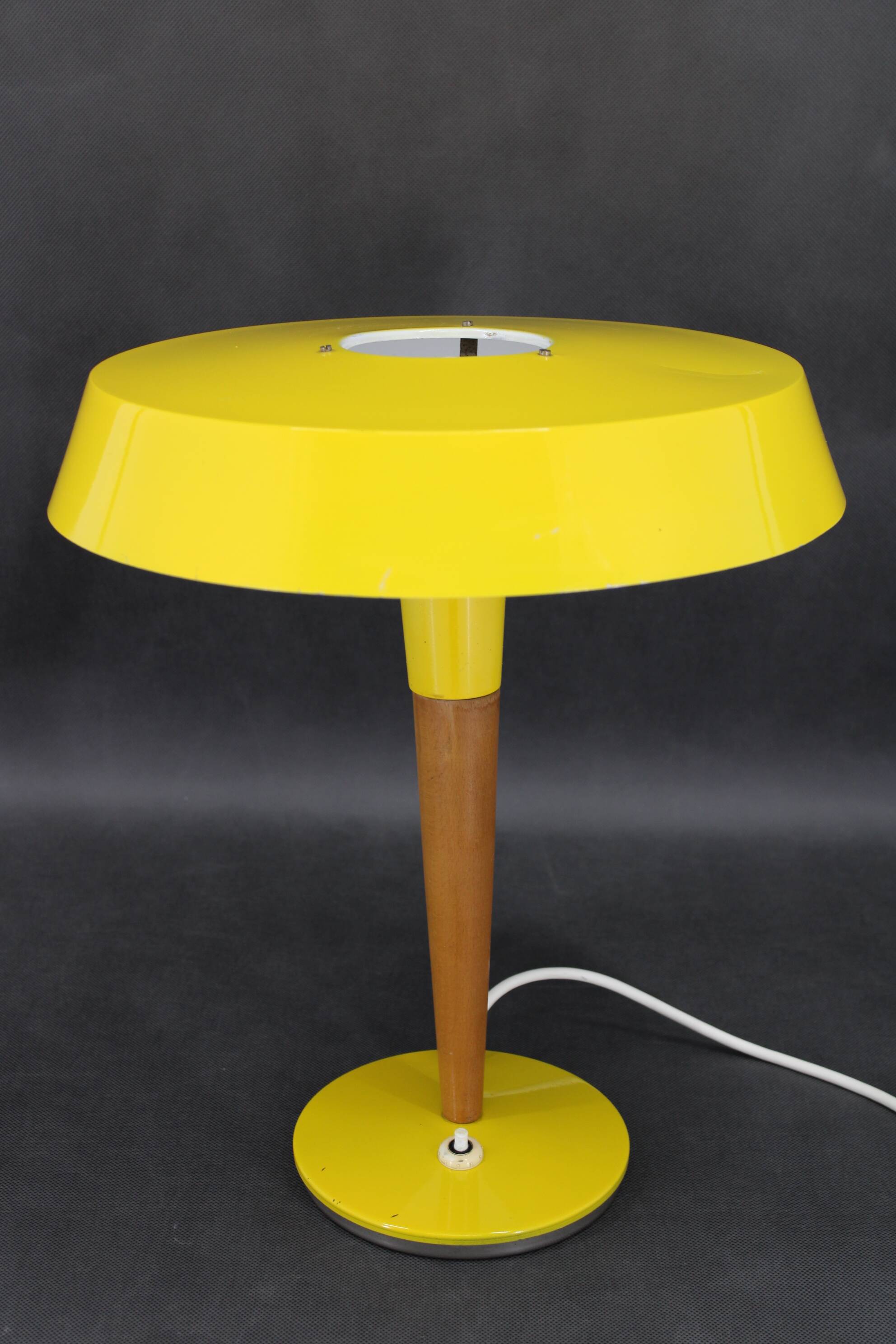 1970s Yellow Table Lamp by Kamenicky Senov , Czechoslovakia