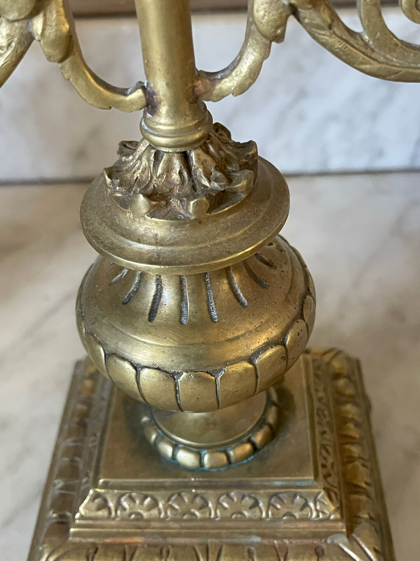 Pair of gilded bronze candlesticks in the Napoleon III style.