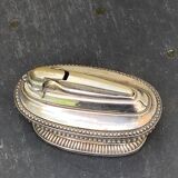 Refillable table lighter in silver metal, ronson stamp, shuttle-shaped, vintage 1960