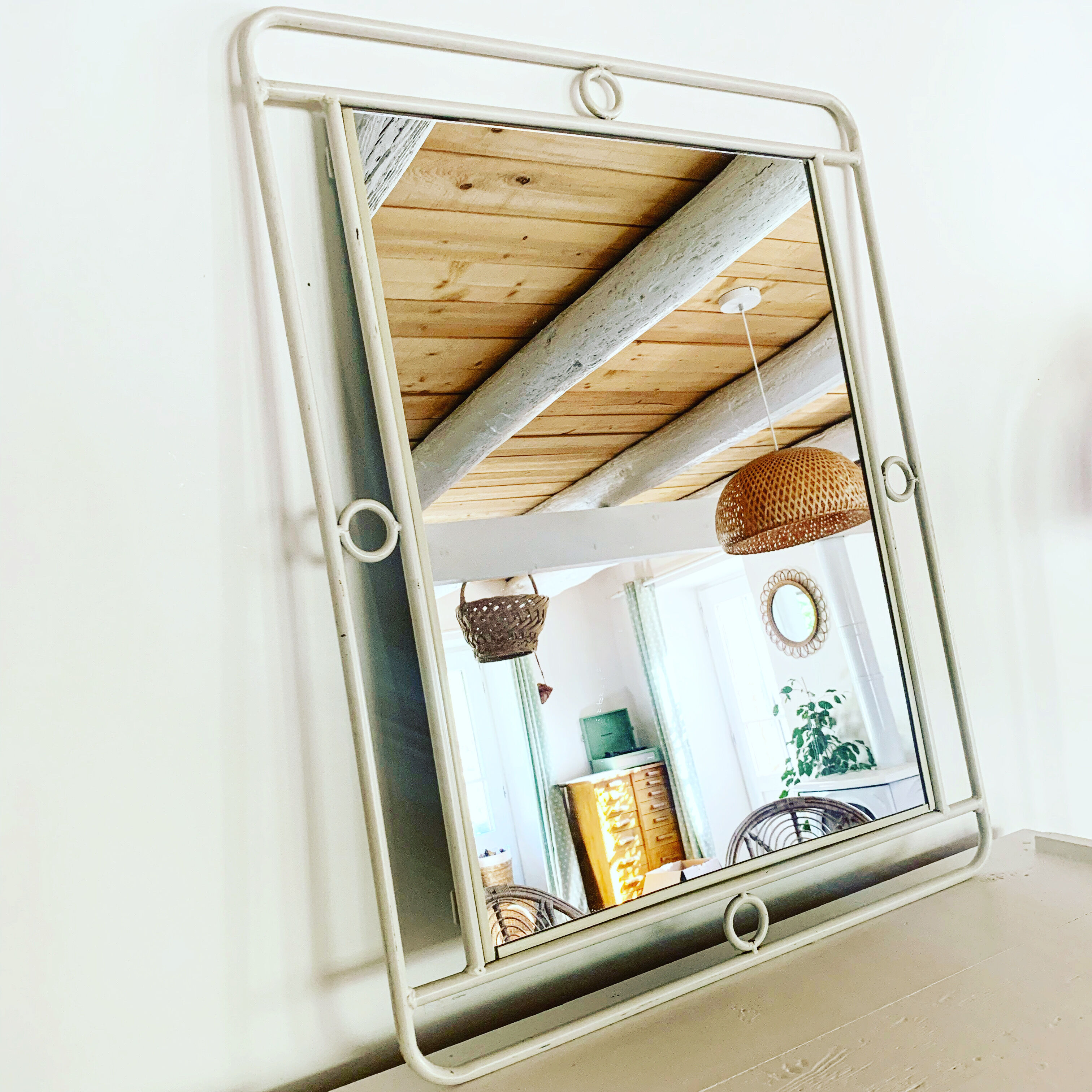 White vintage mirror