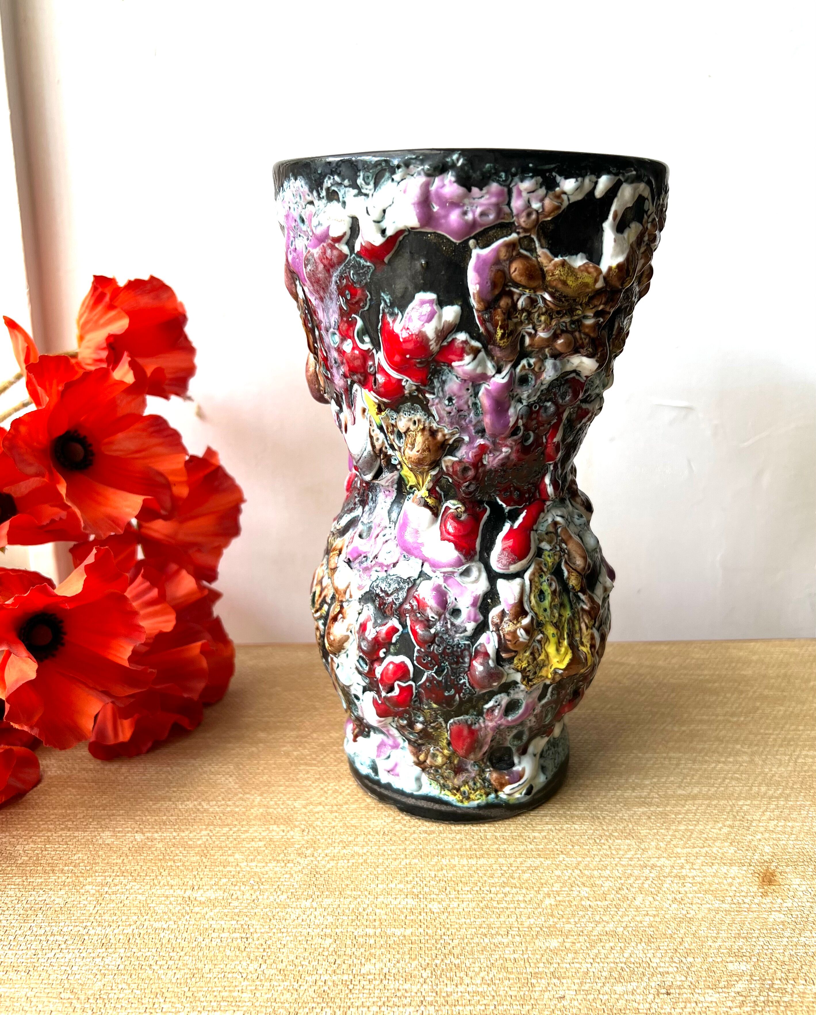 Vintage vase Vallauris volcano lava