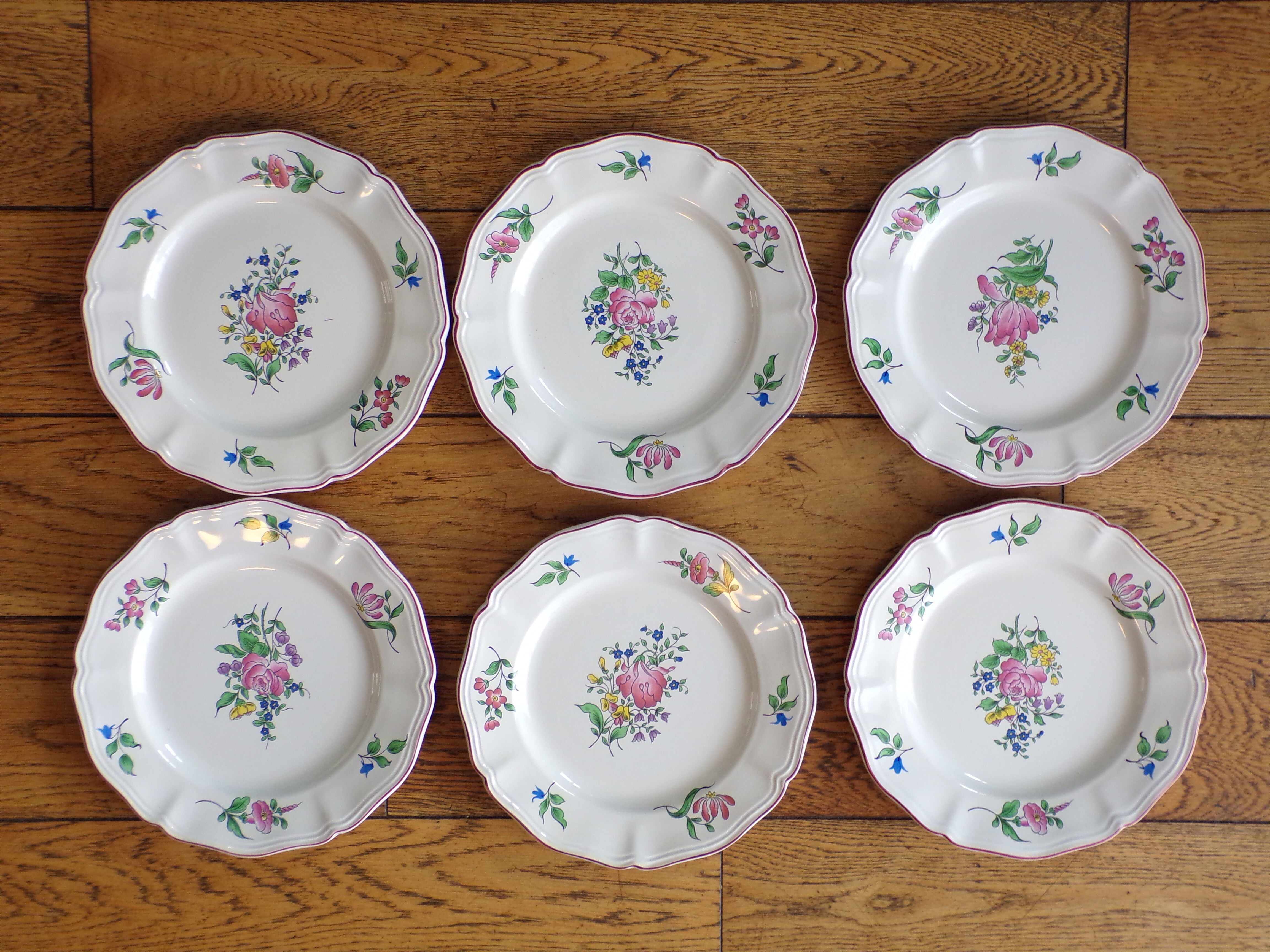 Lot 6 plates dessert Lunéville KG Lamppost