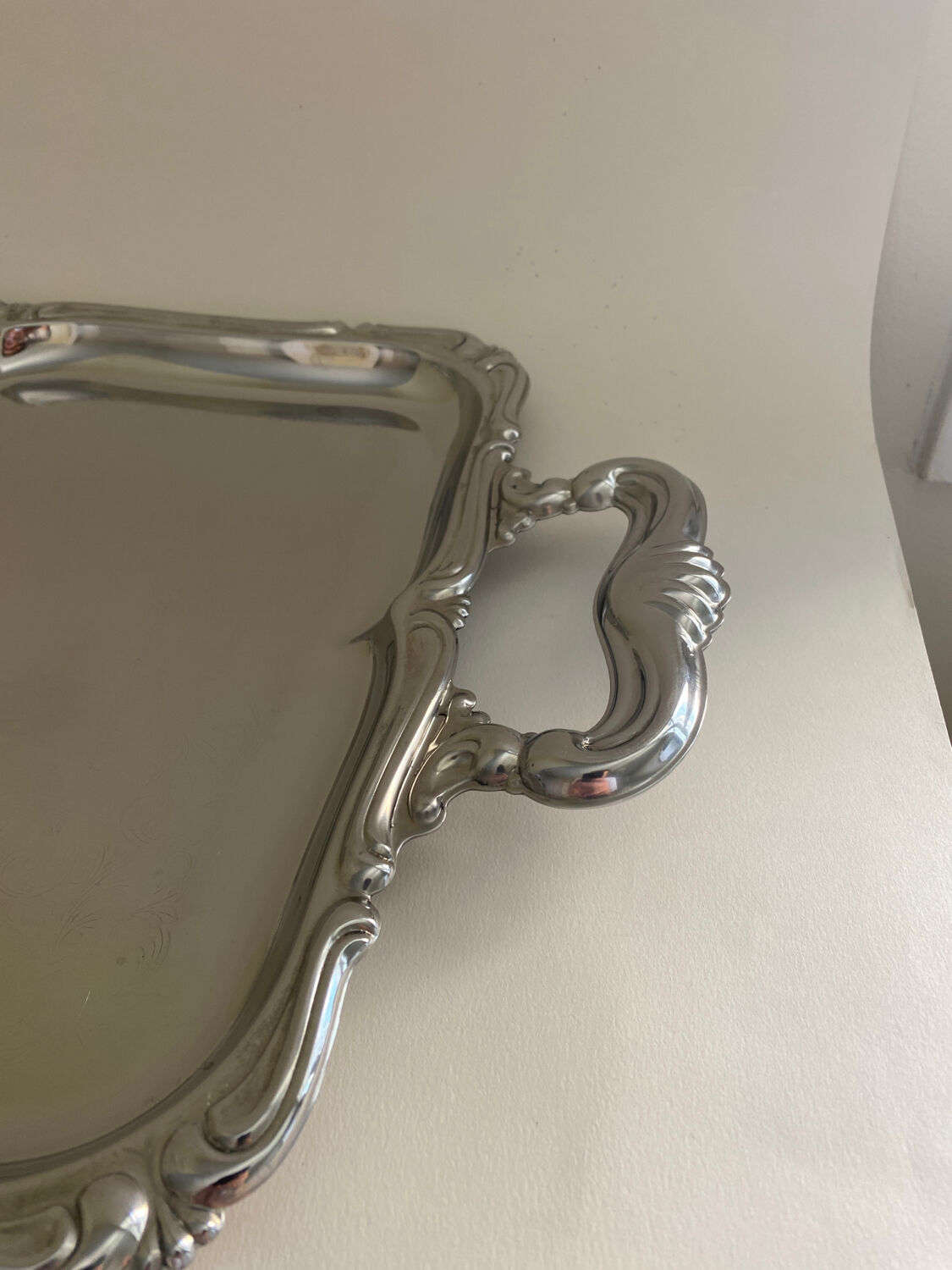 Baroque stainless steel tray Alessi