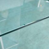 Minimalist side table in glass & acrylic, Memphis style