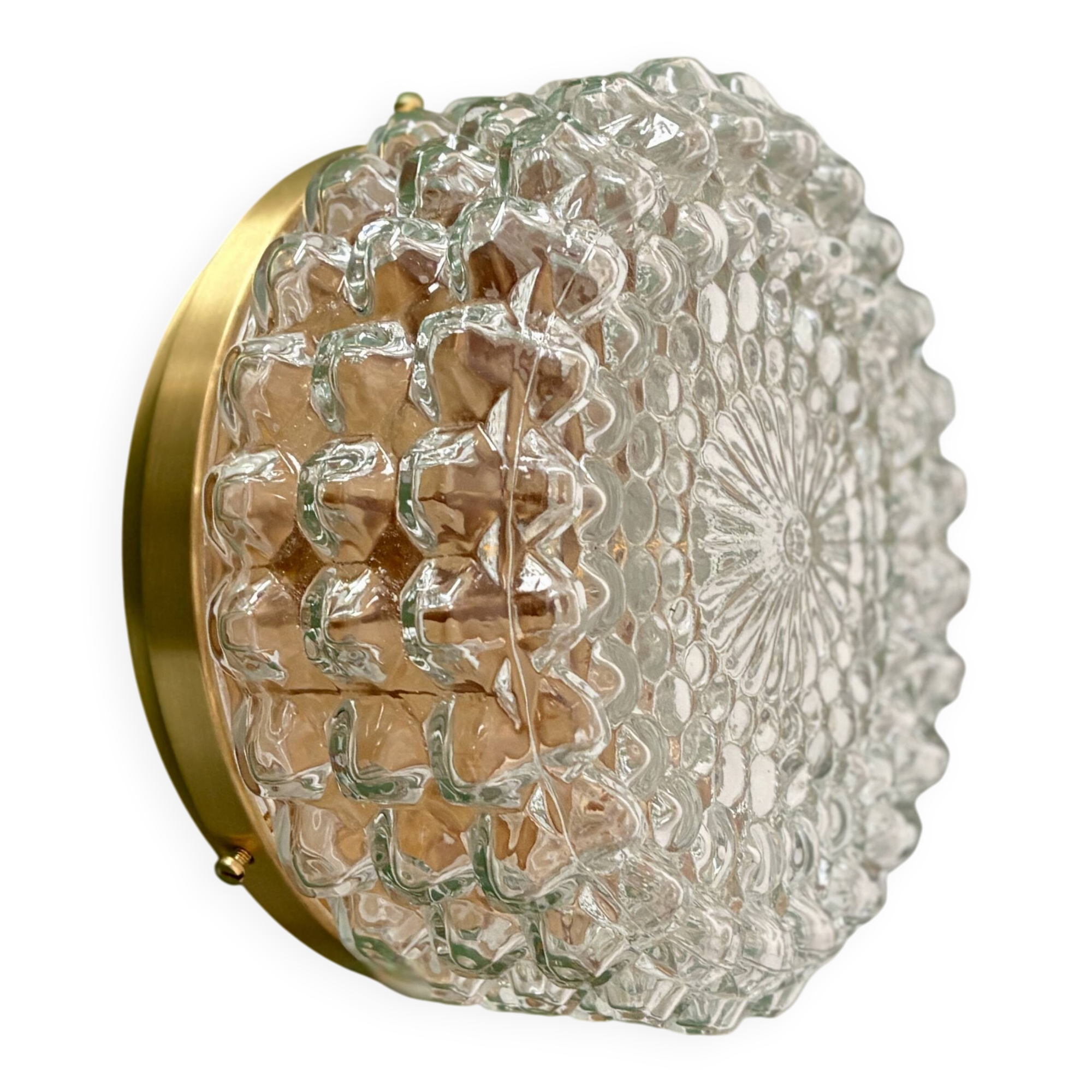 Applique ou plafonnier globe vintage en verre moulé