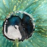 Stoneware bowl with handles, signed handmade ceramic.