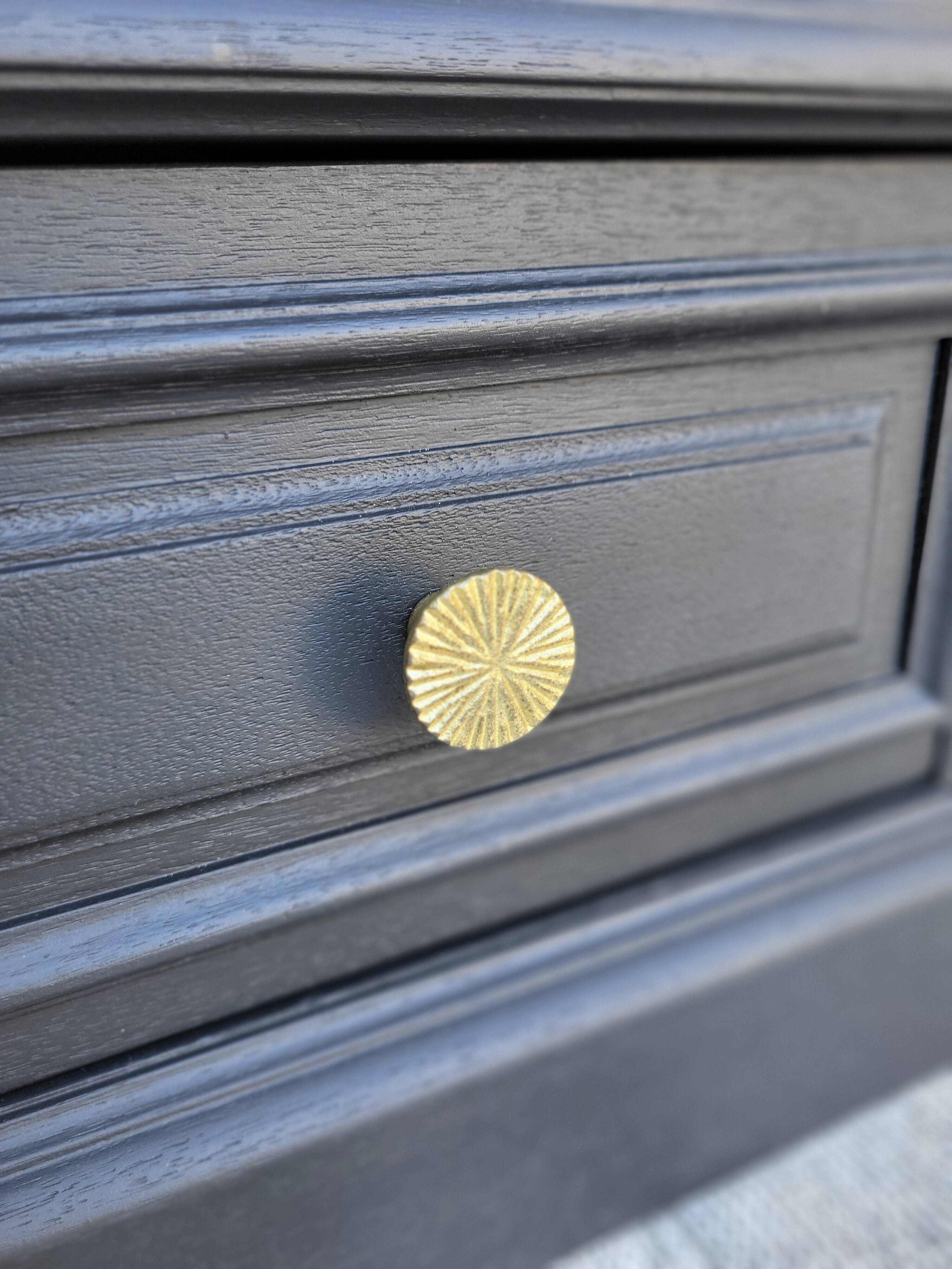 Black and raw wood dresser