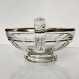 Val Saint Lambert Crystal Fruit Bowl | Silver Rim | Art Deco