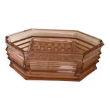 Art deco flower spike vase in thick pink glass