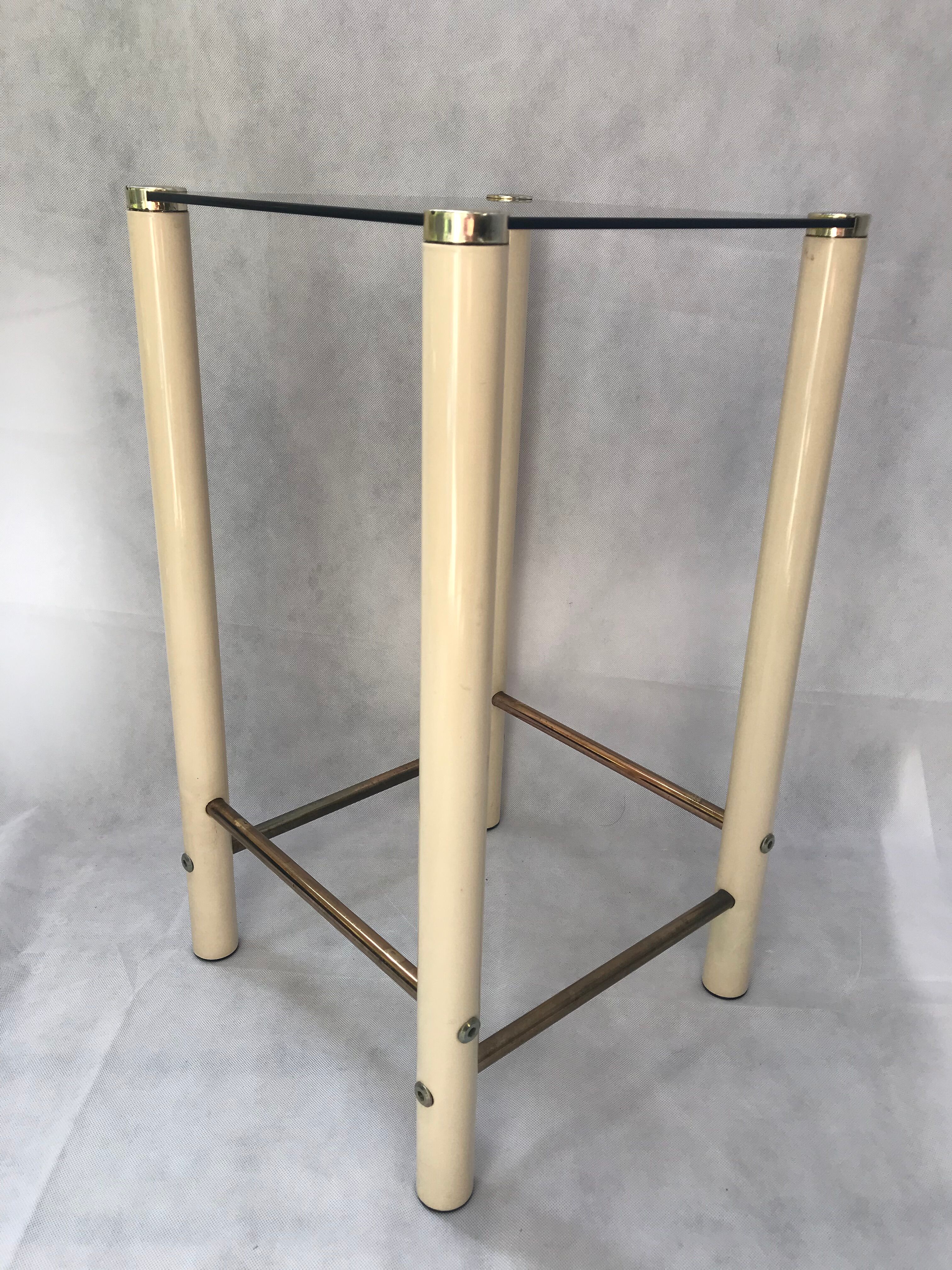 Square side table in metal and smoked glass