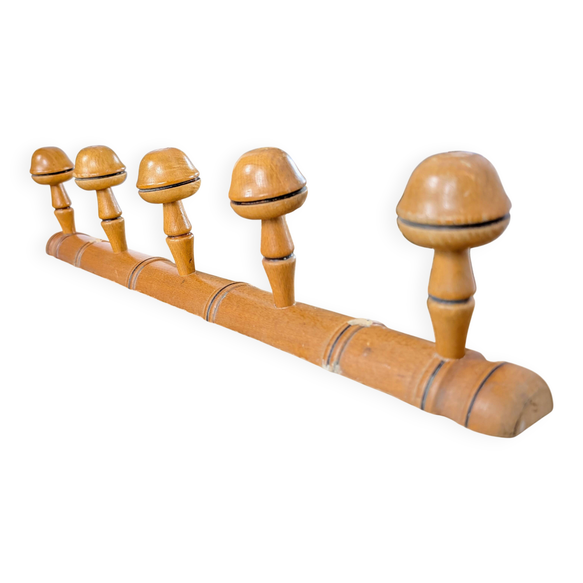 Turned wooden coat rack