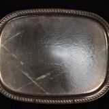 Large silver metal tray