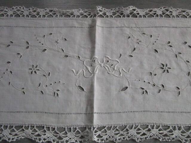 Antique large embroidered table centerpiece 150cm x 35cm