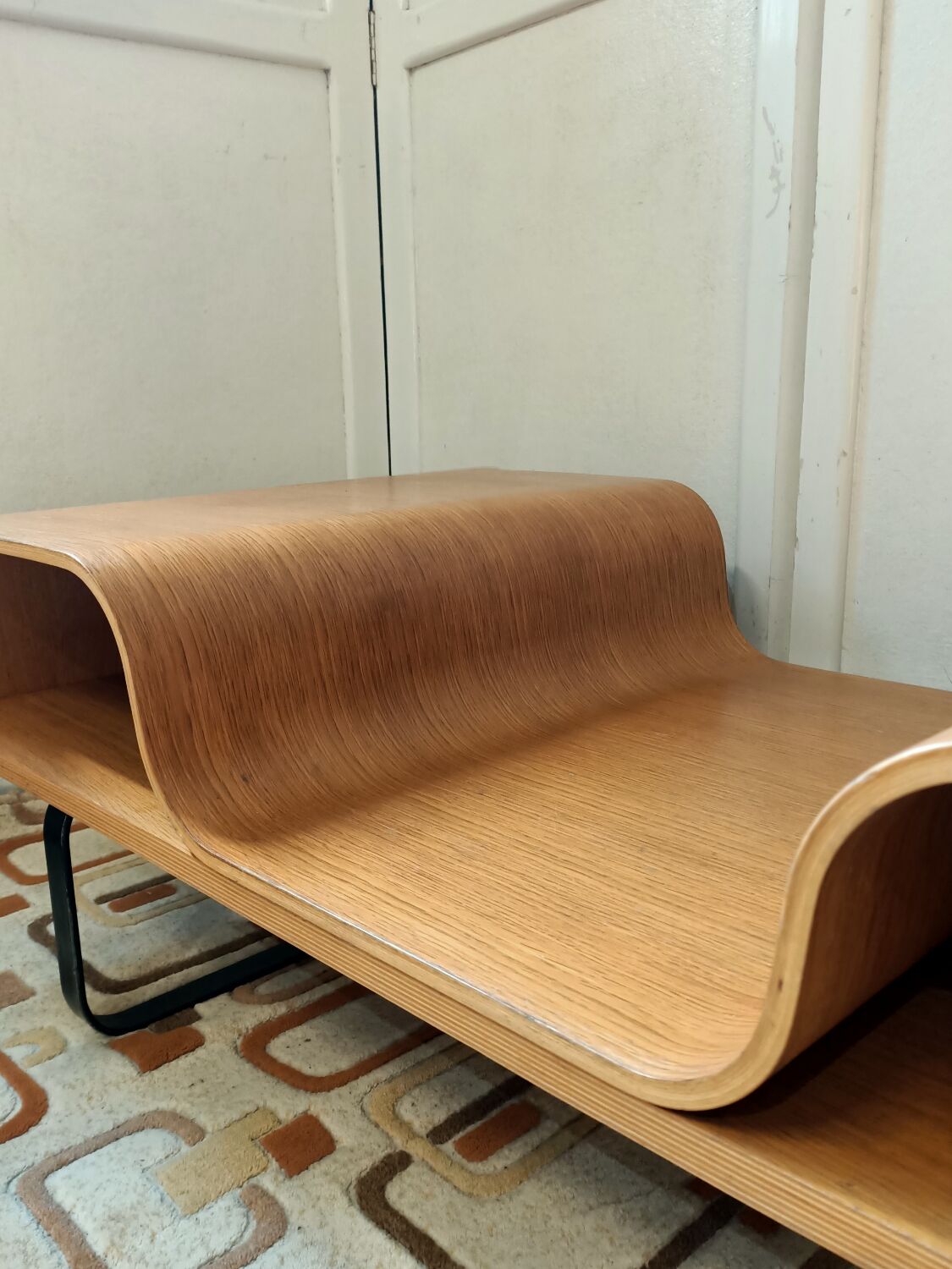 Curved wooden coffee table