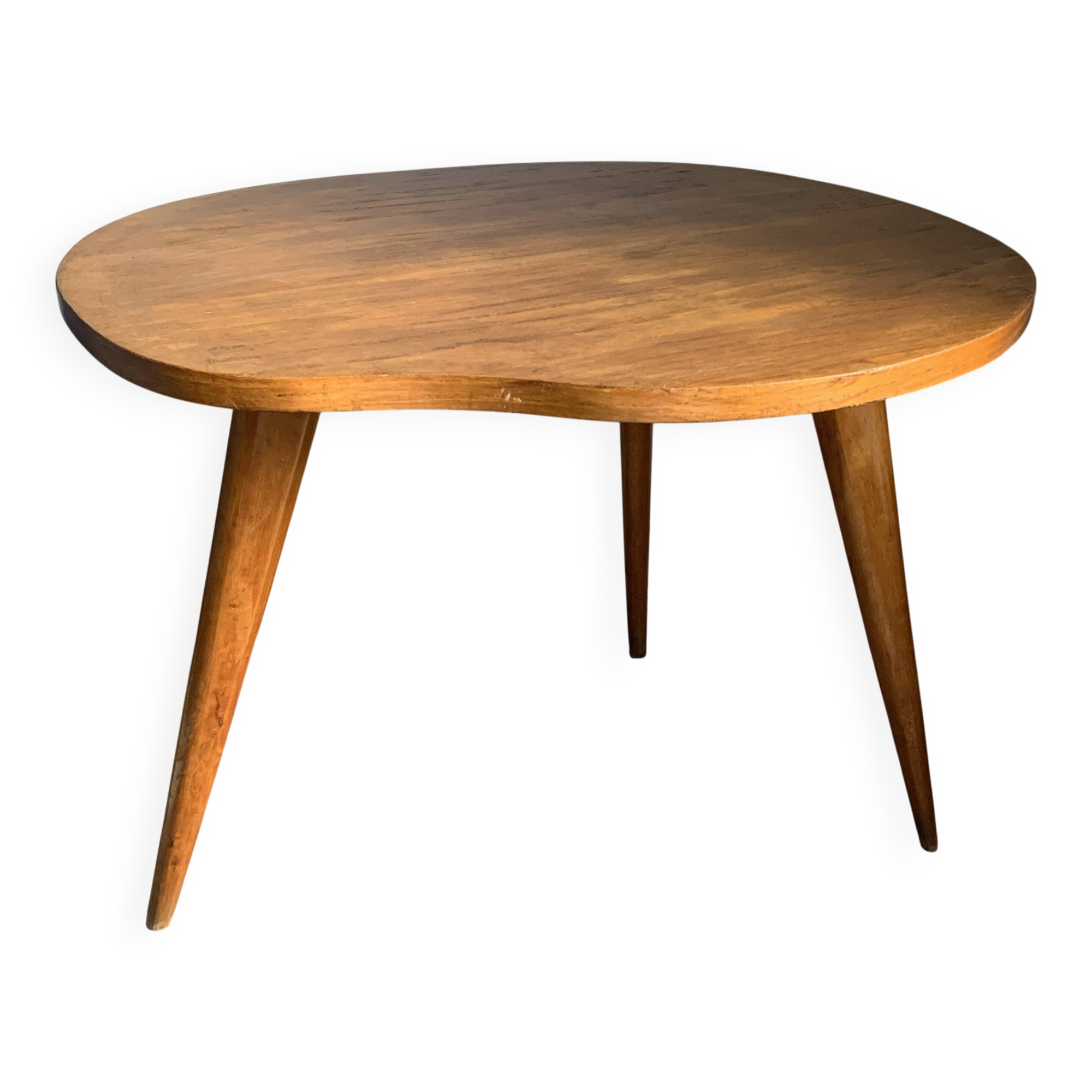 Table basse haricot tripode en chêne, années 50