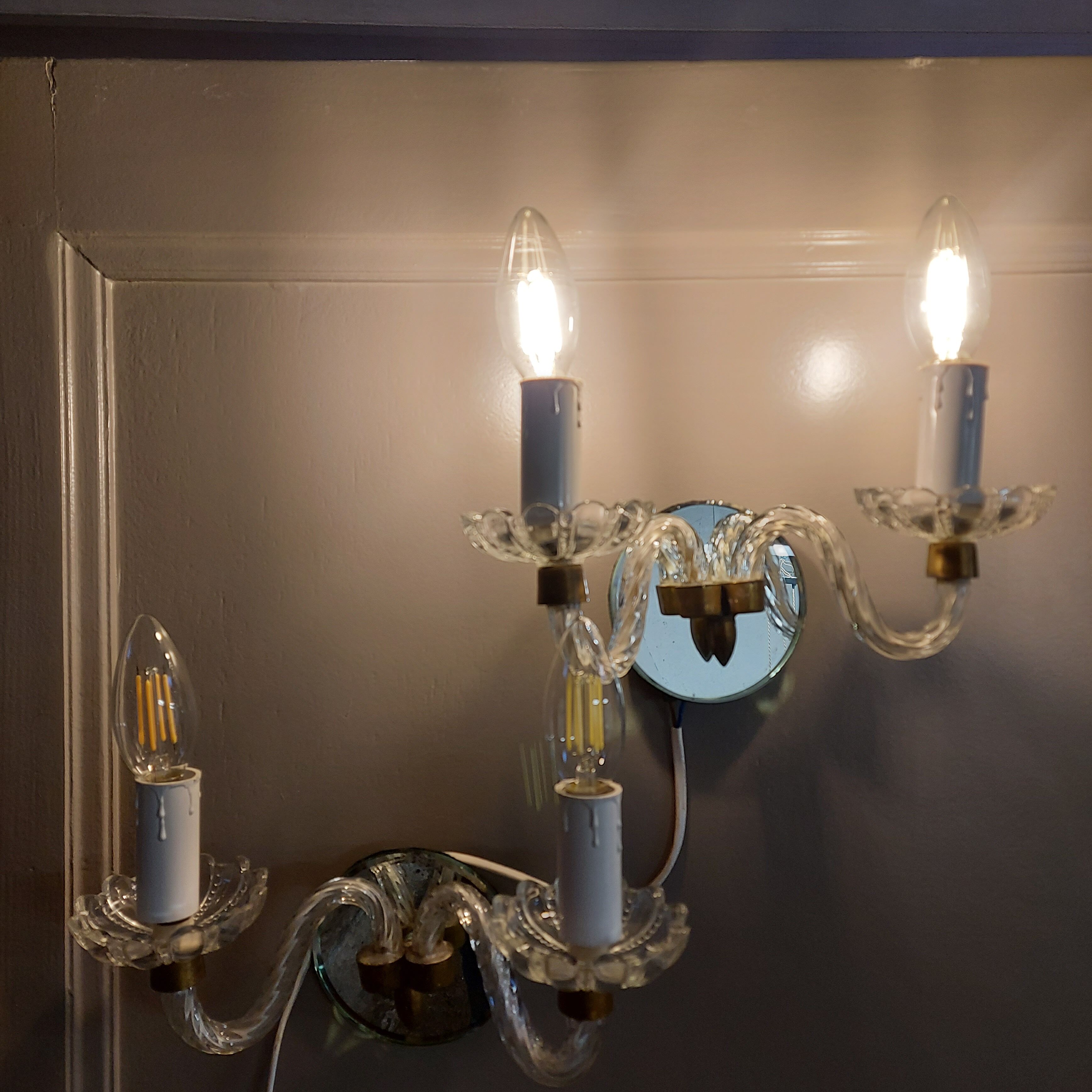 Pair of glass wall light