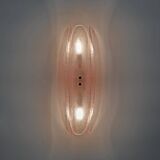 Paire d'appliques murales Fontana Arte de style moderne du milieu du siècle en verre de Murano rose