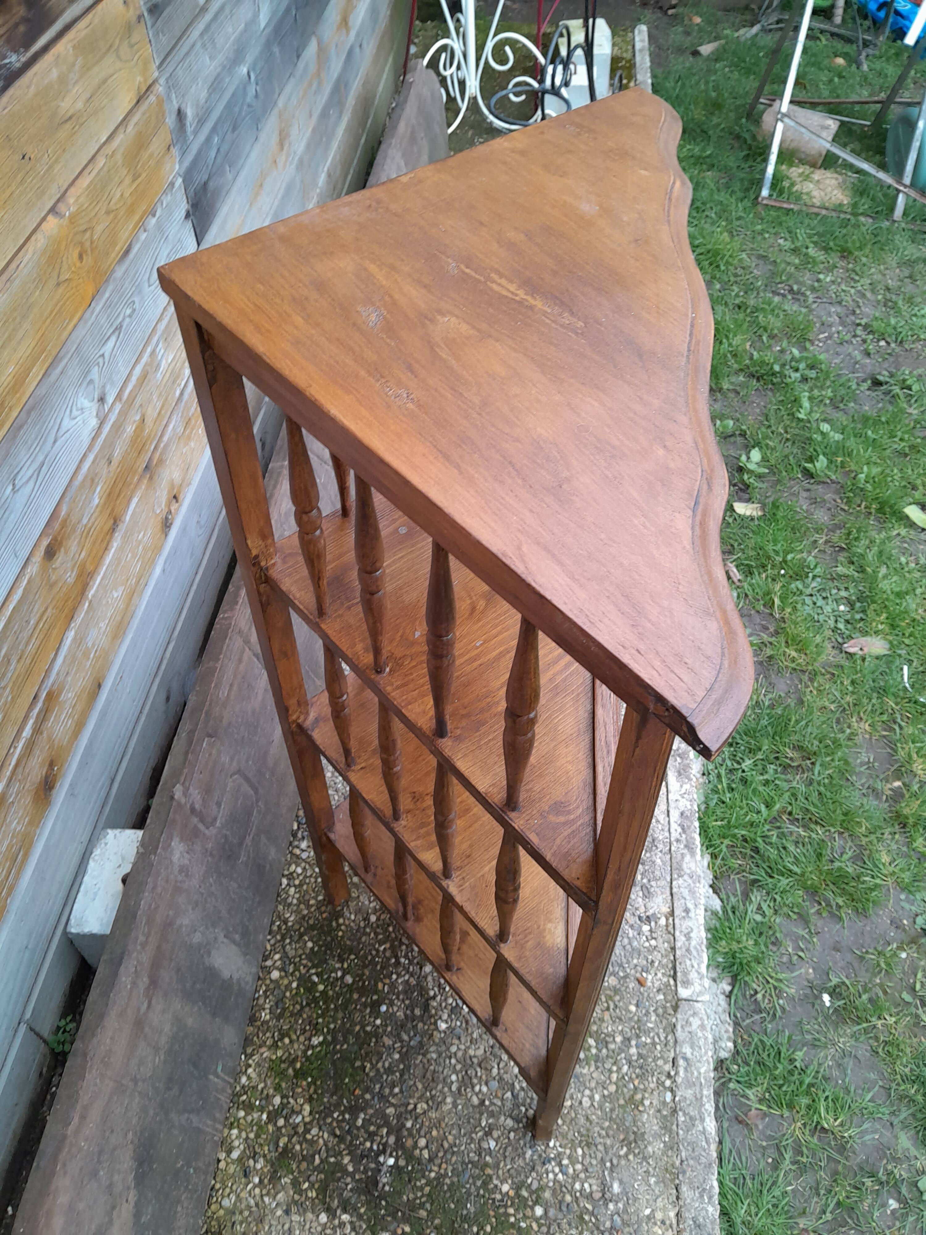 Old wooden corner shelf unit