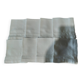 Série de huit serviettes de table coton granité blanc jours 27 X 29 cm