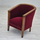 1950s, Danish armchair, original condition, furniture velour, beech wood.