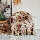 Antique flowered toad armchair