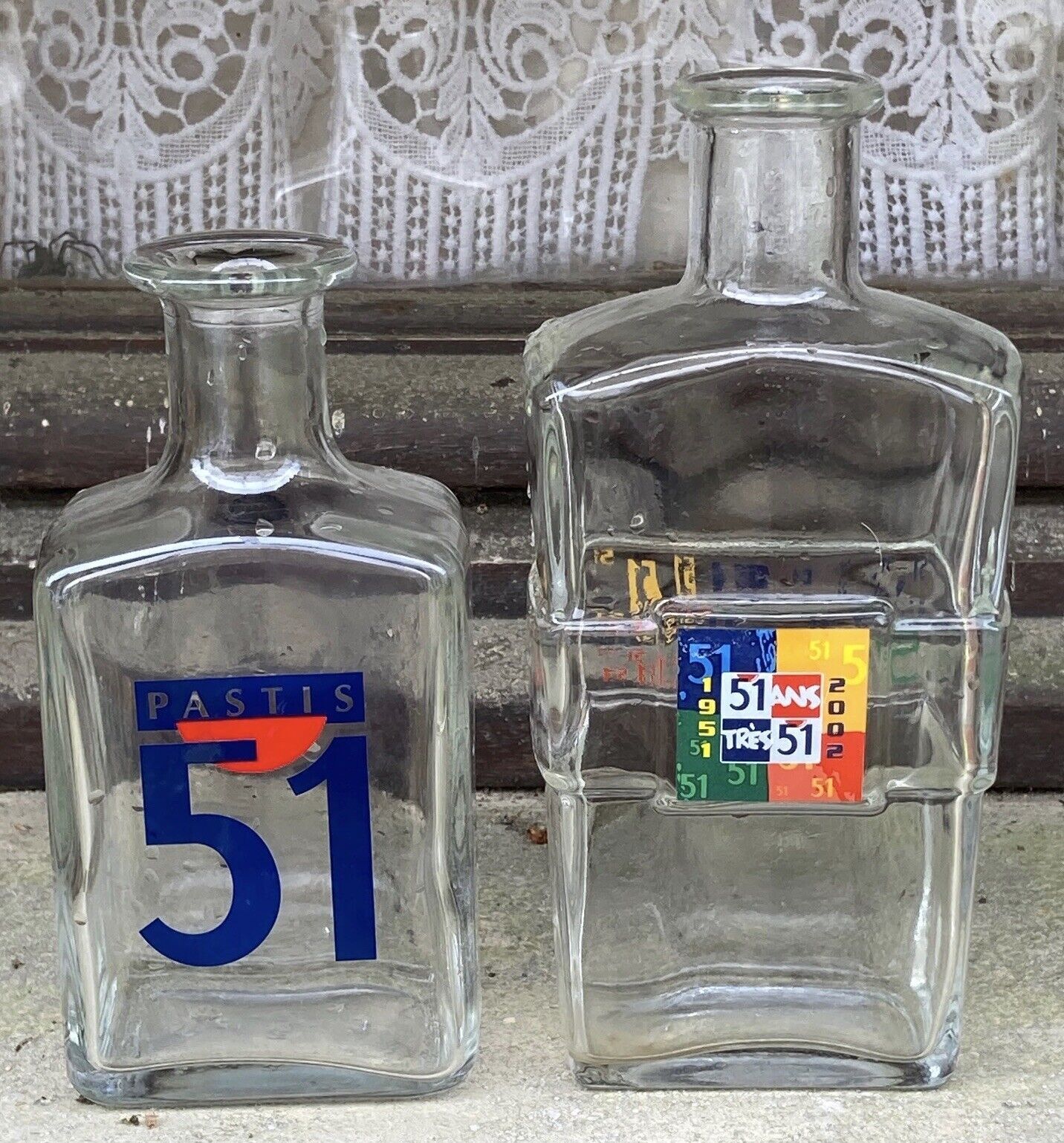 set of 2 old advertising decanters Pastis 51