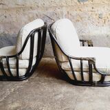 Fauteuils Chauffeuses en rotin Années 70 (*2)