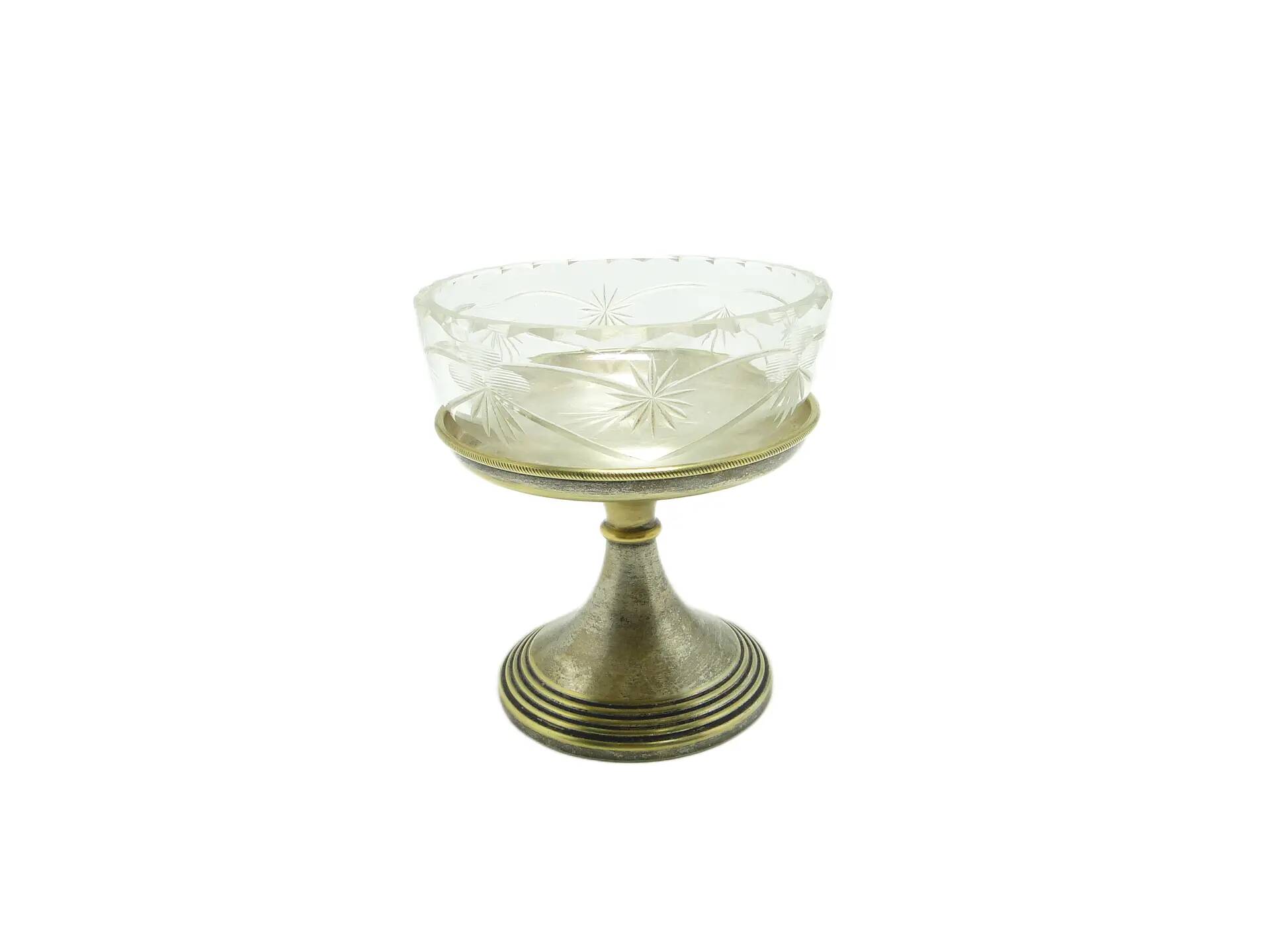 Sugar bowl, Art Deco, silver-plated brass, glass, Poland, 1930s.