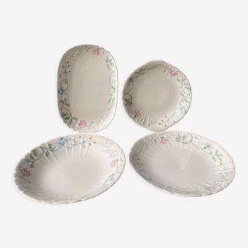 Series of 4 vintage dishes in fine porcelain "Laurent creation"