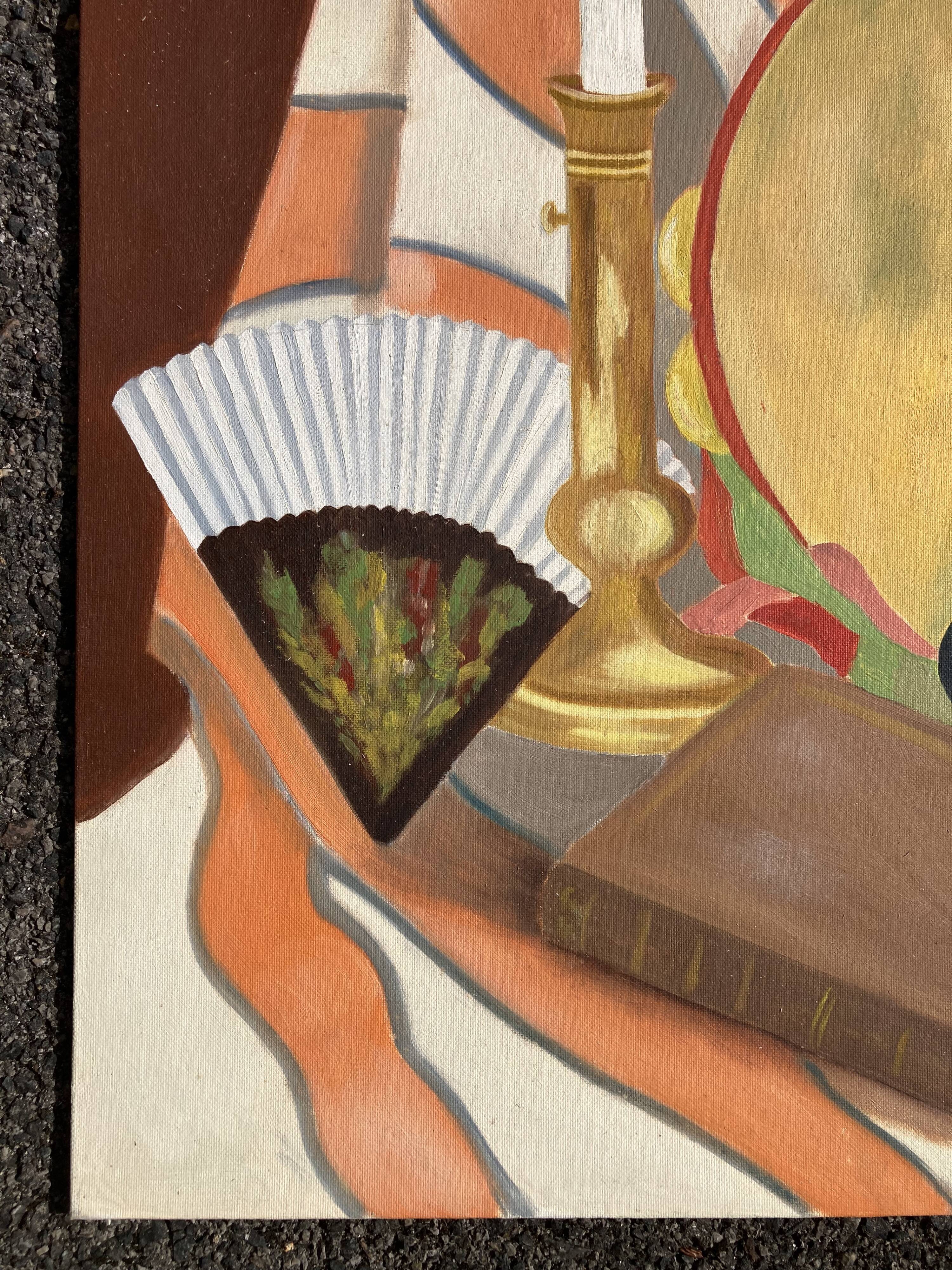 Peinture à l'huile sur panneau, nature morte au masque