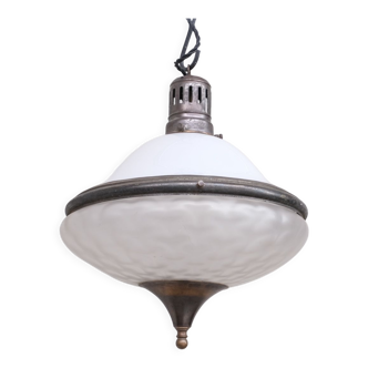 Antique french two tone glass pendant light