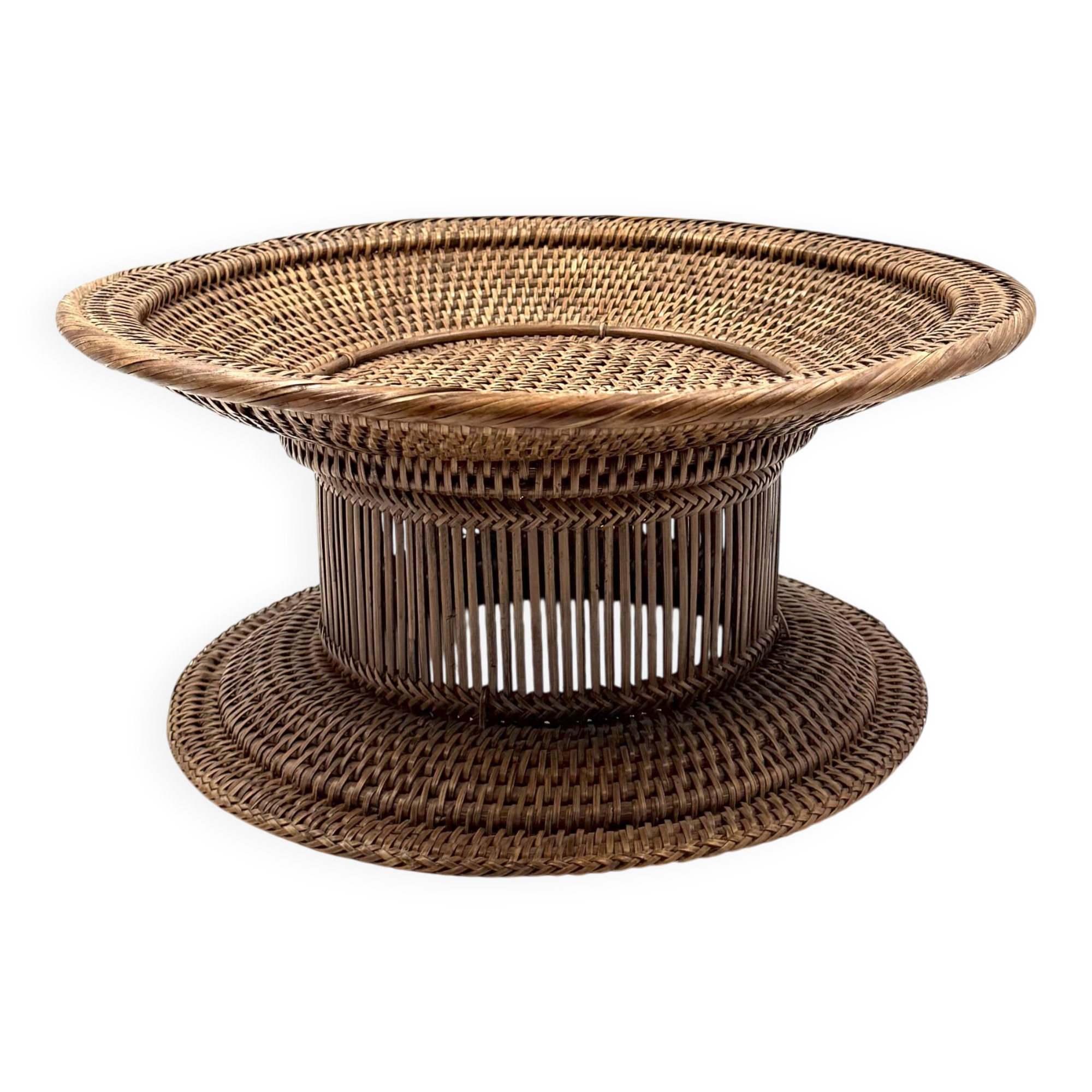 Centre de table, coupe en osier, Italie 1960