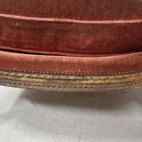 Two Louis XVI style wing chairs in gilded wood, 20th century