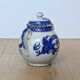 Porcelain sugar bowl with cobalt blue five-clawed dragon decor - Japan