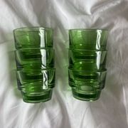 Lot of 6 vintage green glass egg cups from the 1970s.