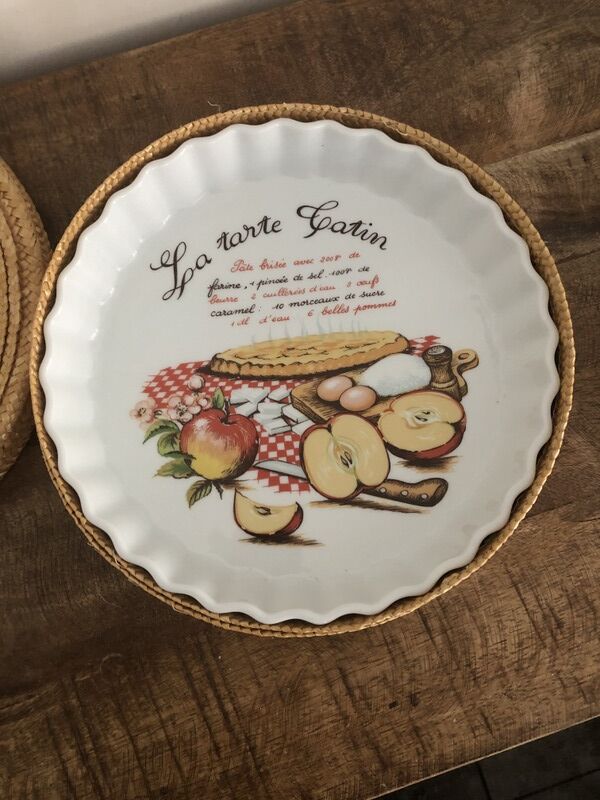 Pie dish in his wicker basket